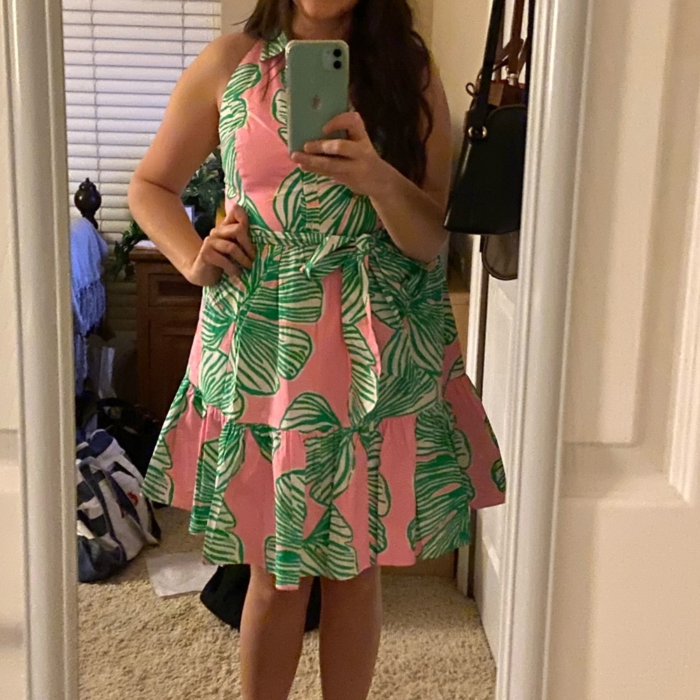 Lilly Pulitzer Pink and Green Leaf Mini Dress - Picture 6 of 6